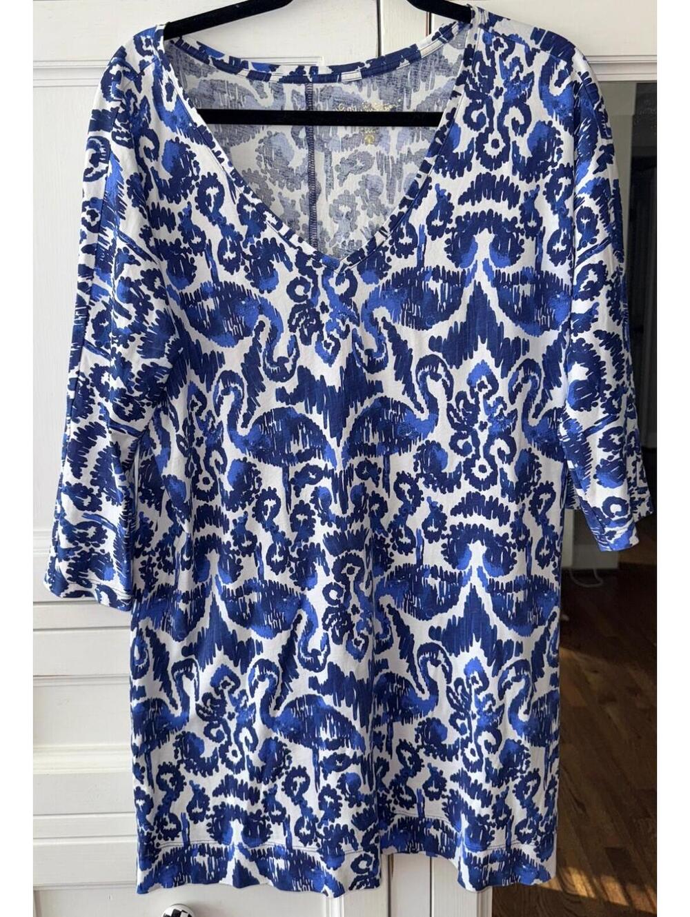 Lilly Pulitzer Cori Mini Dress Resort Navy Beach Bathers Blue Women's SMALL EUC